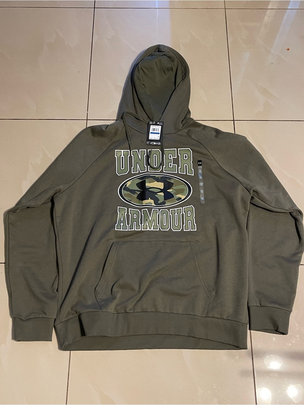Under Armour Olive Green Camo Logo Hoodie